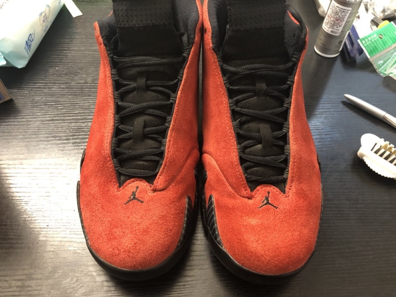 手残党aj14翻毛皮补色护理