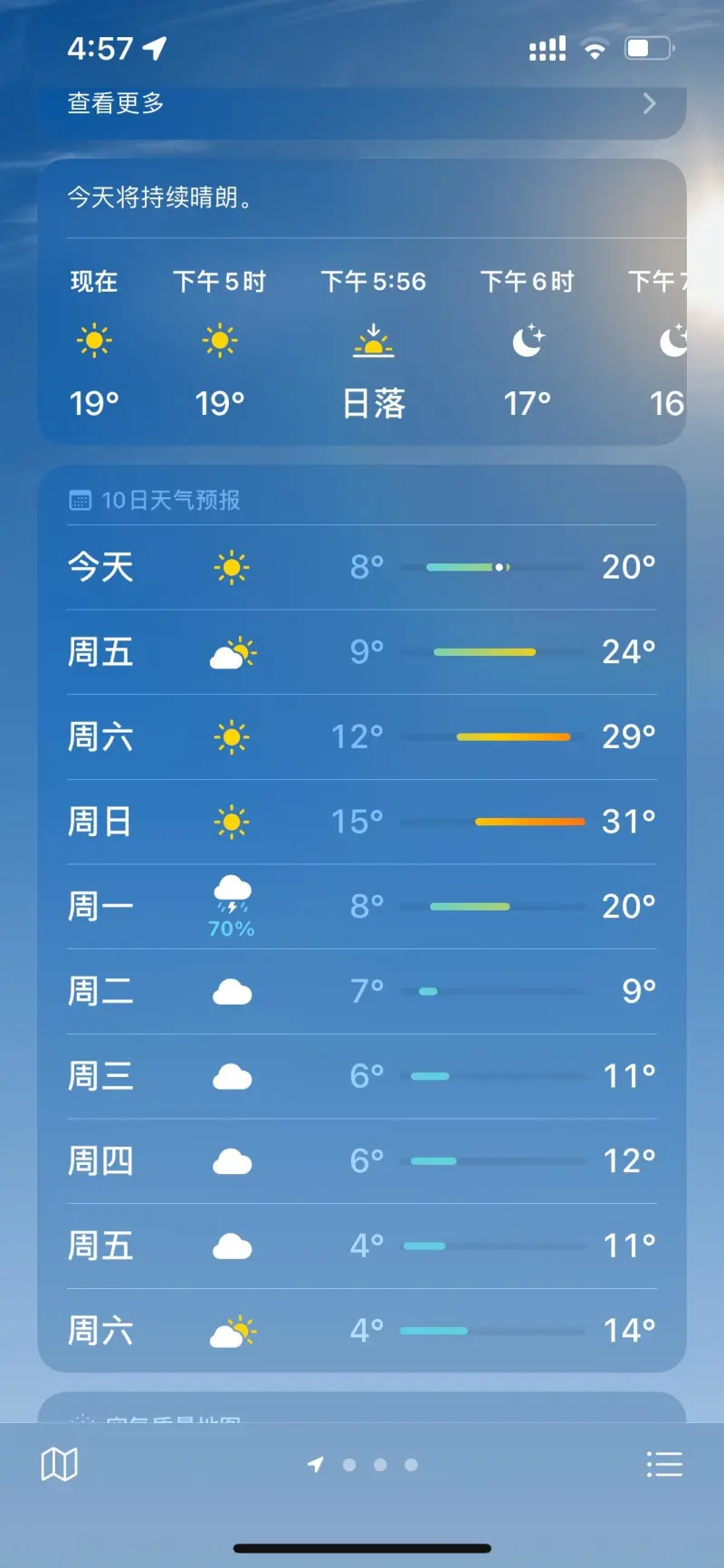 长沙十月份天气预报