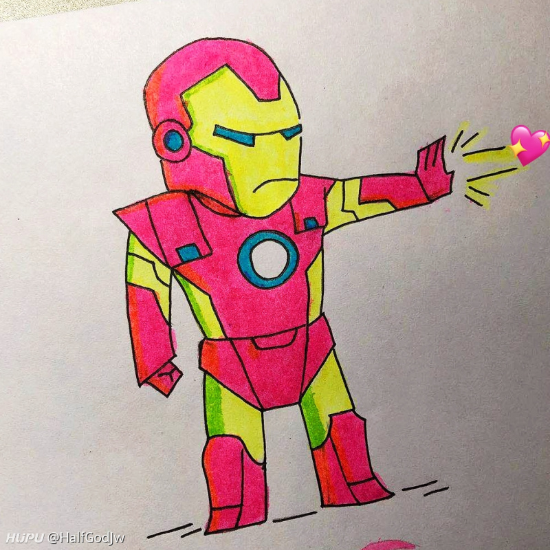 画了个钢铁侠有大神能p的帅点不