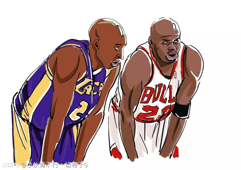 求一张科比背打乔丹的卡通图片