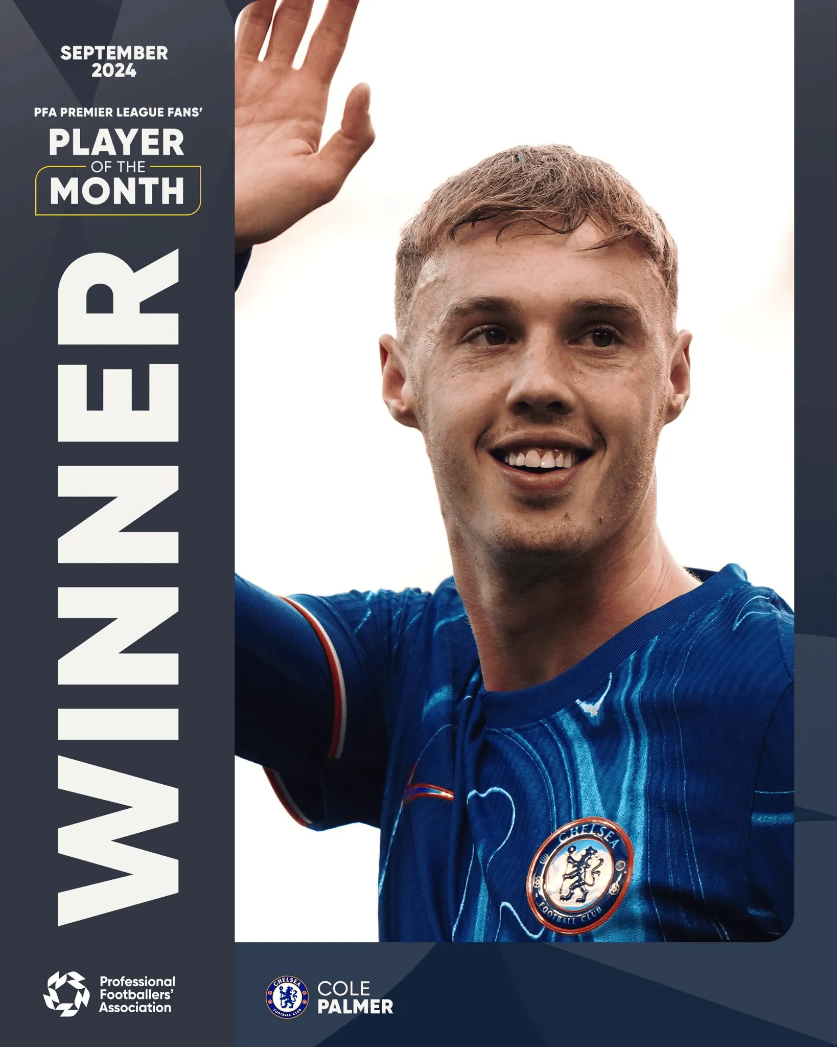 [流言板]官方:帕尔默当选pfa英超9月最佳球员,上月4场贡献5球1助